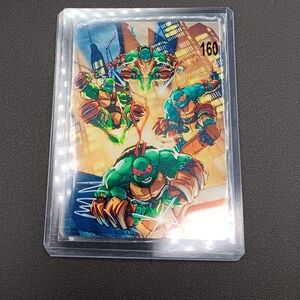 T.M N.T All 4 Turtles metal card signed by Eddie Nunez with COA
